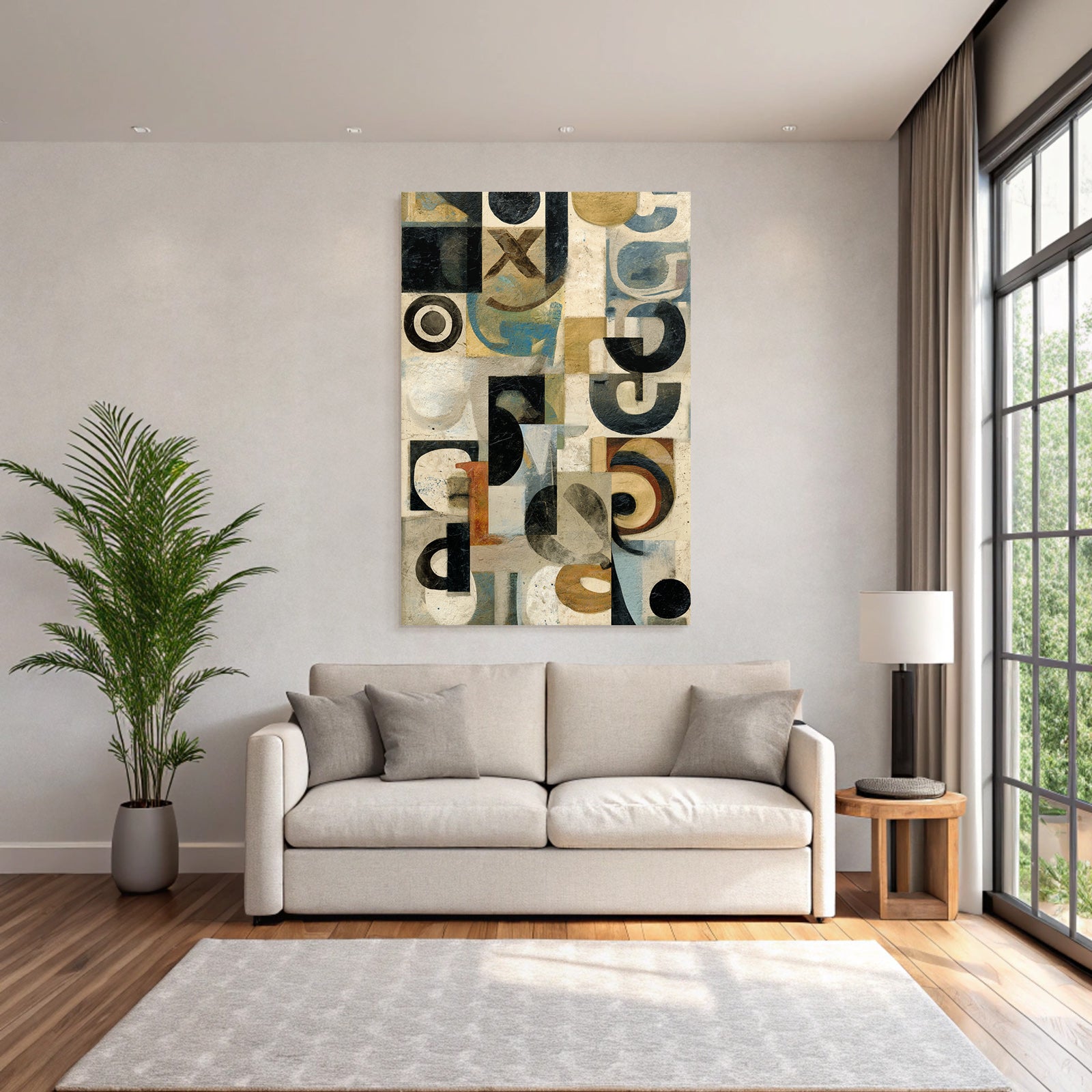 Abstract geometric composition with circles and lines