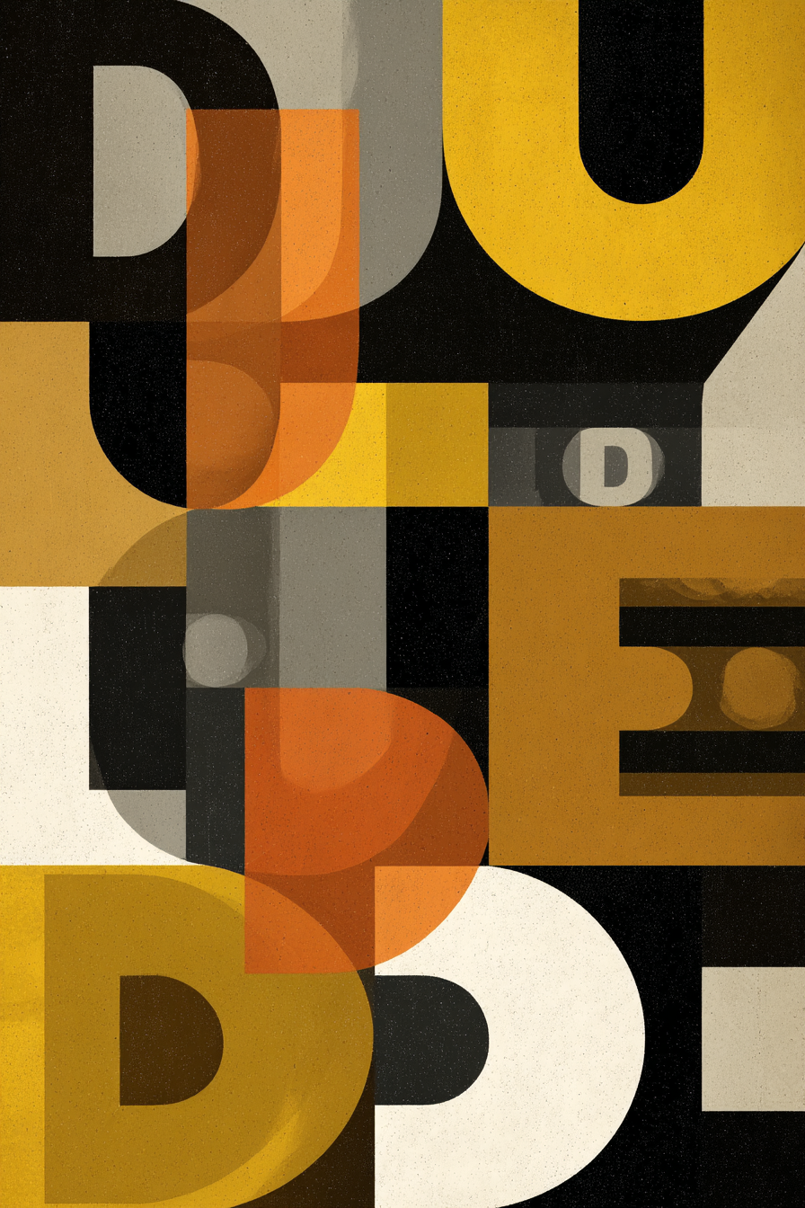 Abstrakte Geometrische Zusammenstellung Mit Warmen Farben | Typografische Kunst | Kunstgattungen