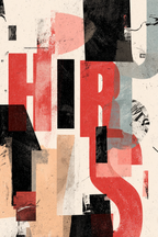 Abstrakte Grafik Mit Fettem Typografie Rot Schwarz Beige Muffel Ton | Typografische Kunst | Kunstgattungen