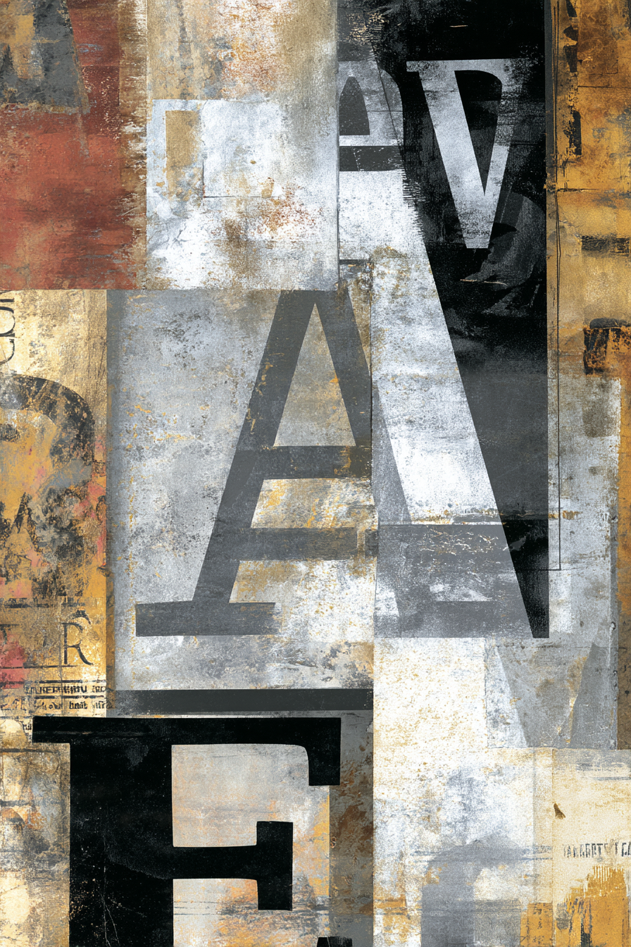 Abstrakte Kunst Collage Texturen Typografie Modernität | Typografische Kunst | Kunstgattungen