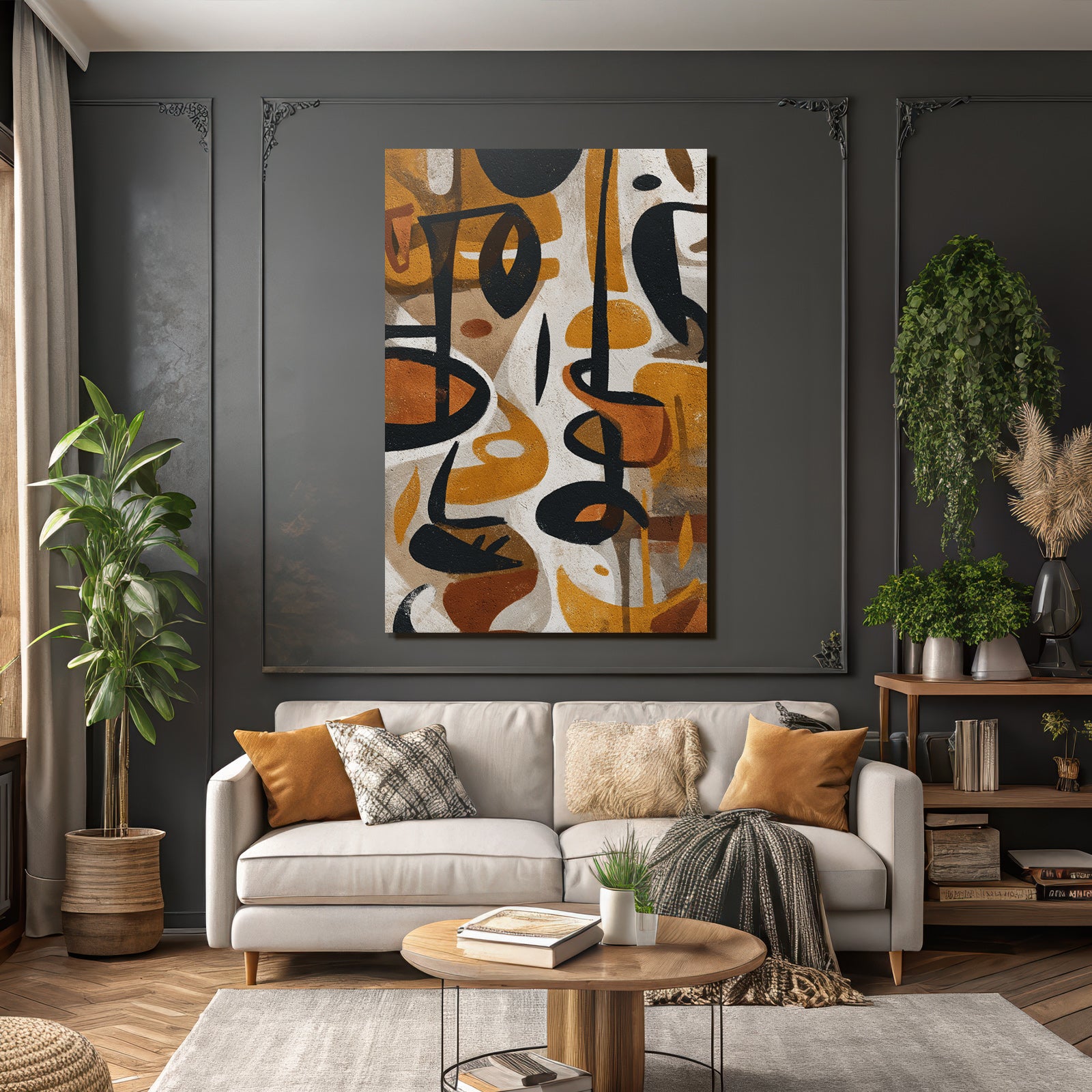 Abstract Art Earth Tones Shapes Dynamic Composition