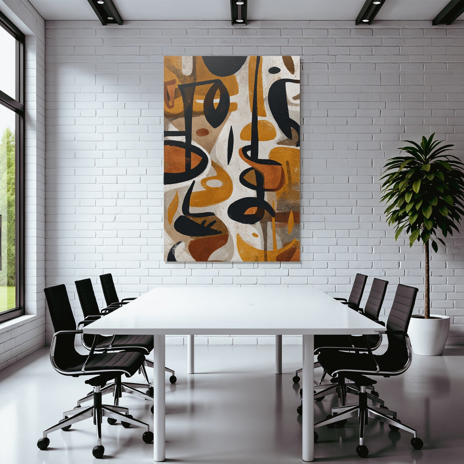 Abstract Art Earth Tones Shapes Dynamic Composition