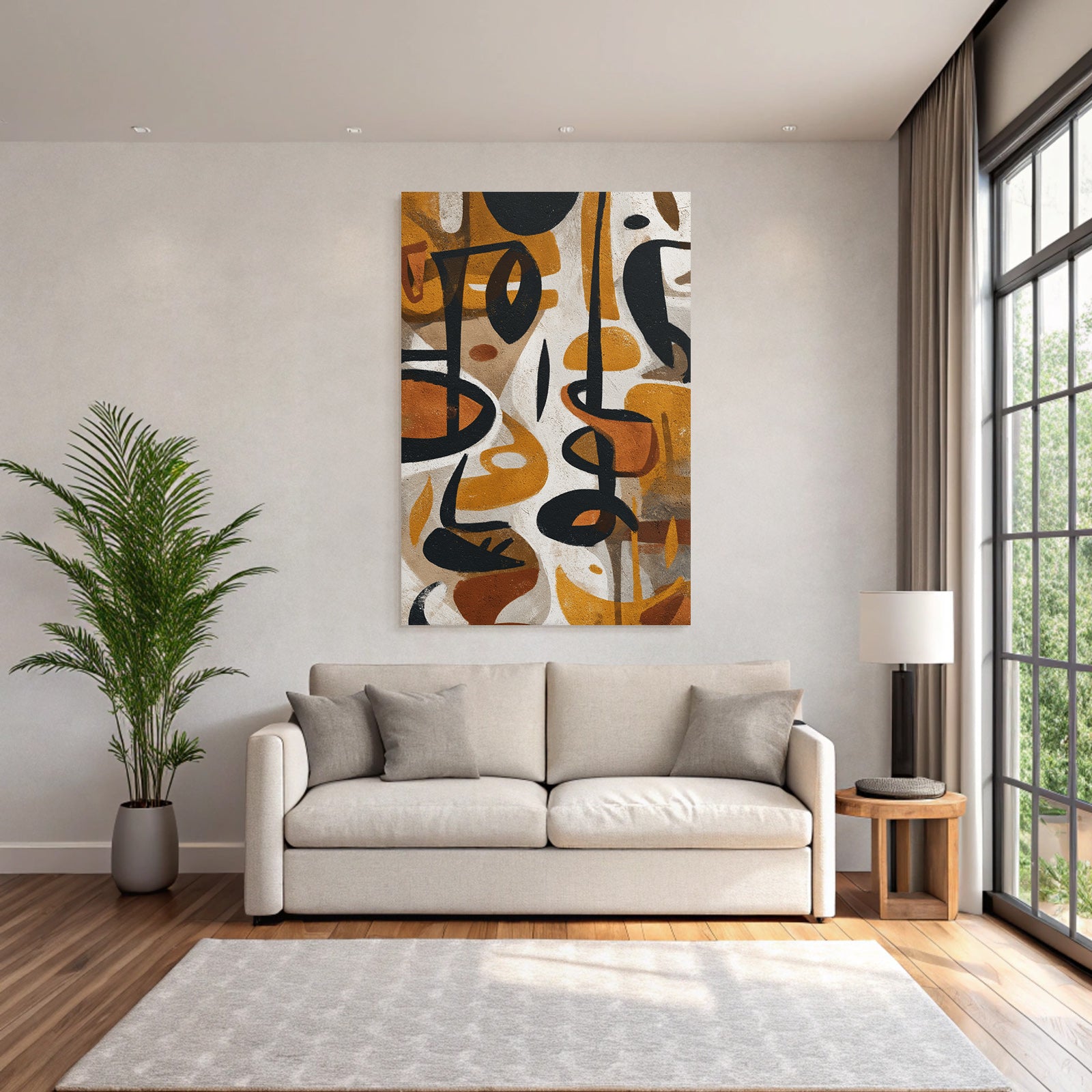 Abstract Art Earth Tones Shapes Dynamic Composition