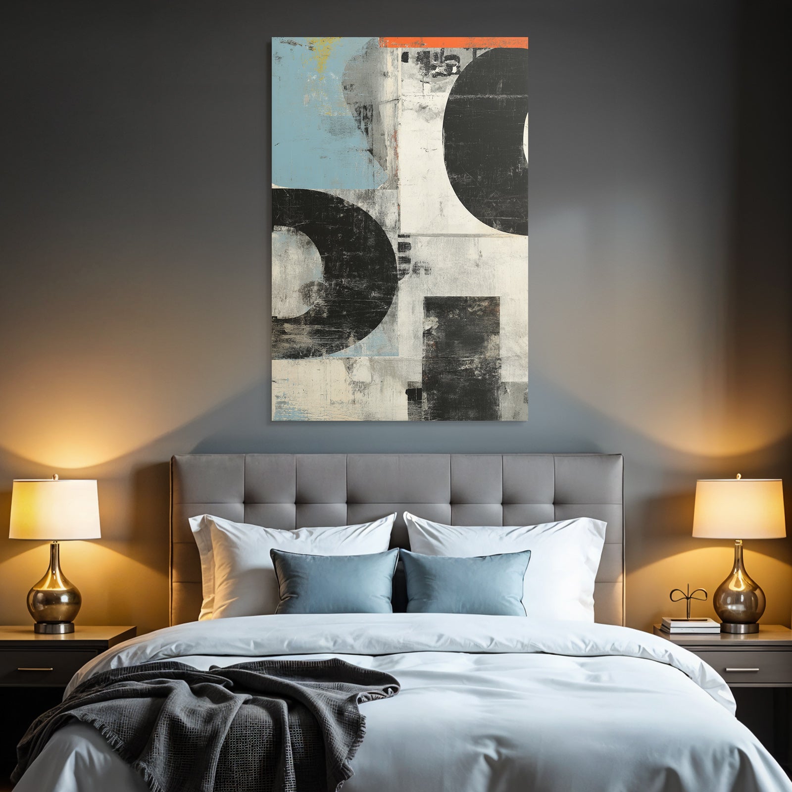 Abstrakte Kunst Mit Formen Und Farben Braun Blau Und Orange