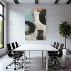 Abstrakte Kunst Mit Formen Und Farben Braun Blau Und Orange