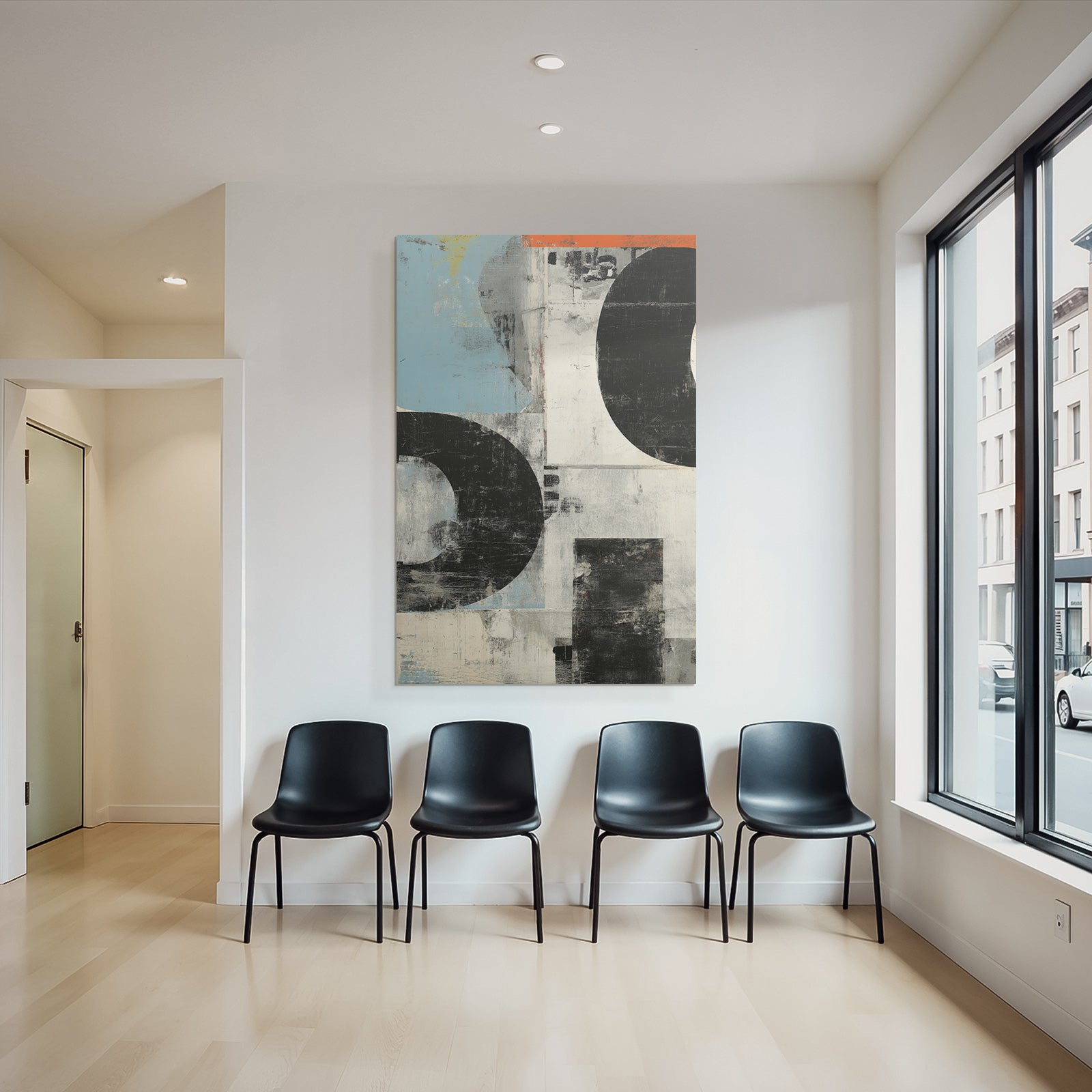Abstrakte Kunst Mit Formen Und Farben Braun Blau Und Orange
