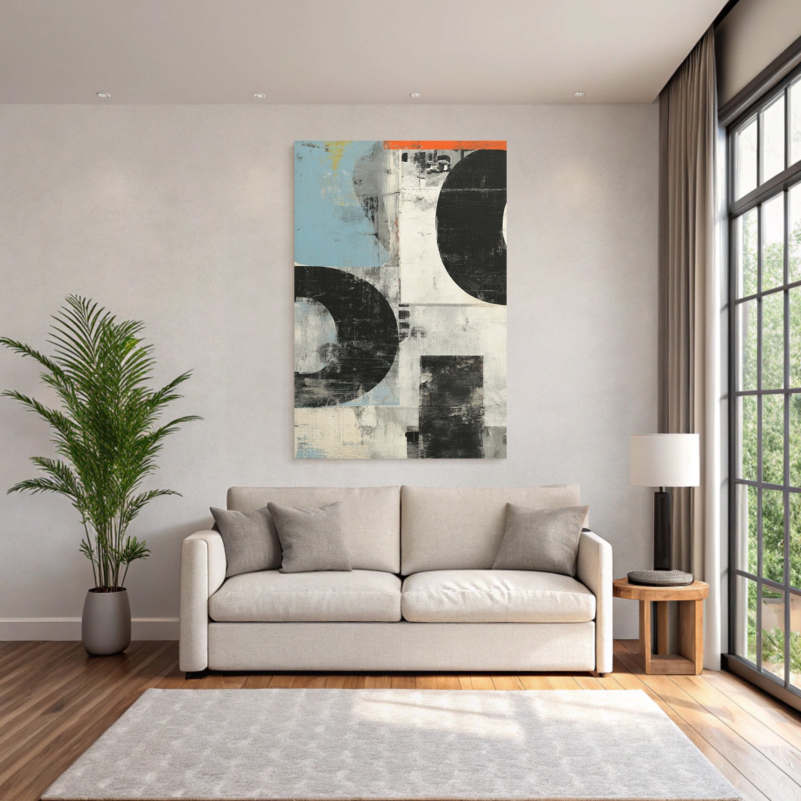 Abstrakte Kunst Mit Formen Und Farben Braun Blau Und Orange
