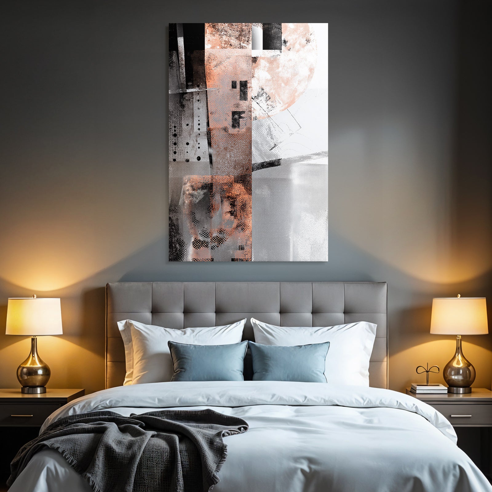 Abstract Composition Grayscale Copper And White