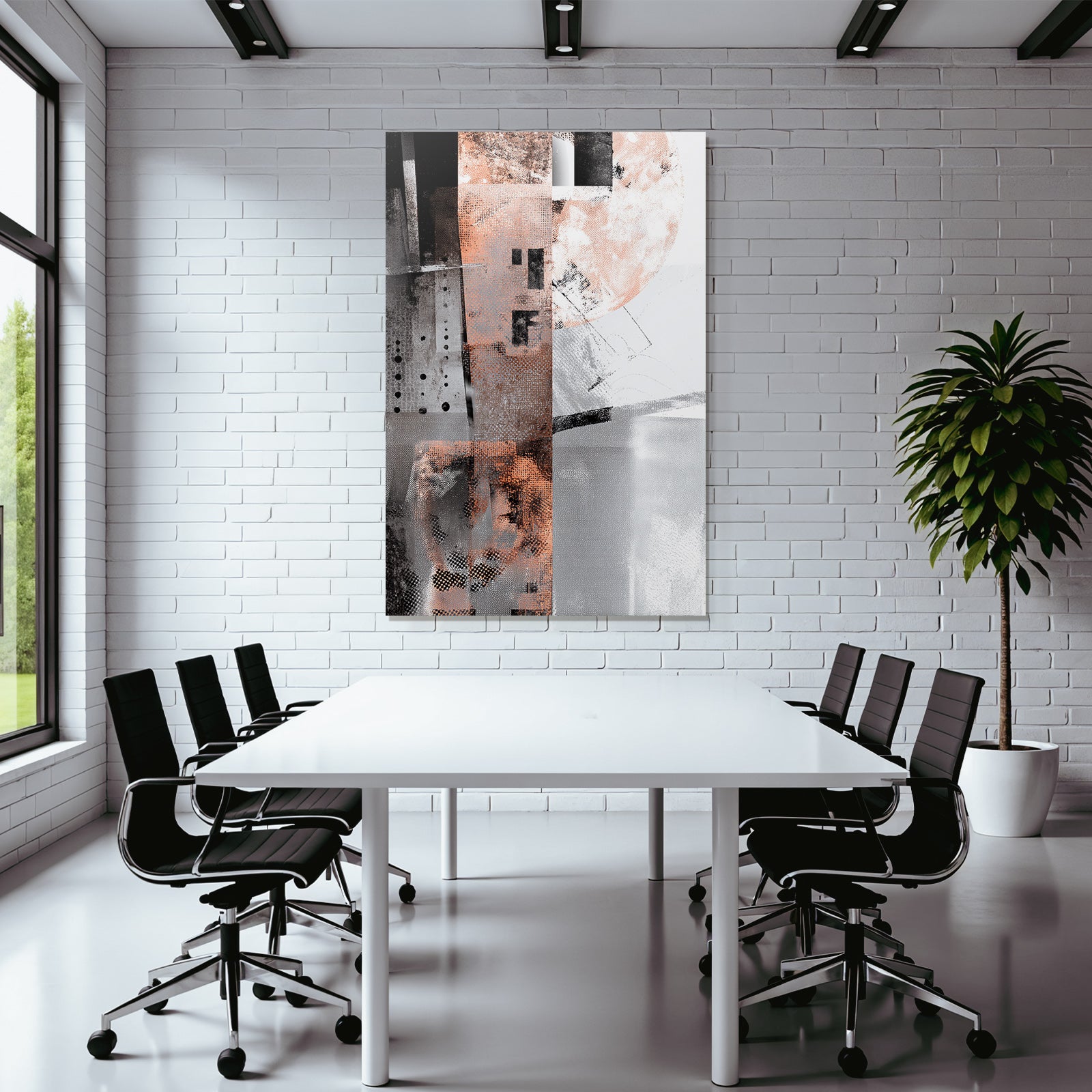 Abstract Composition Grayscale Copper And White