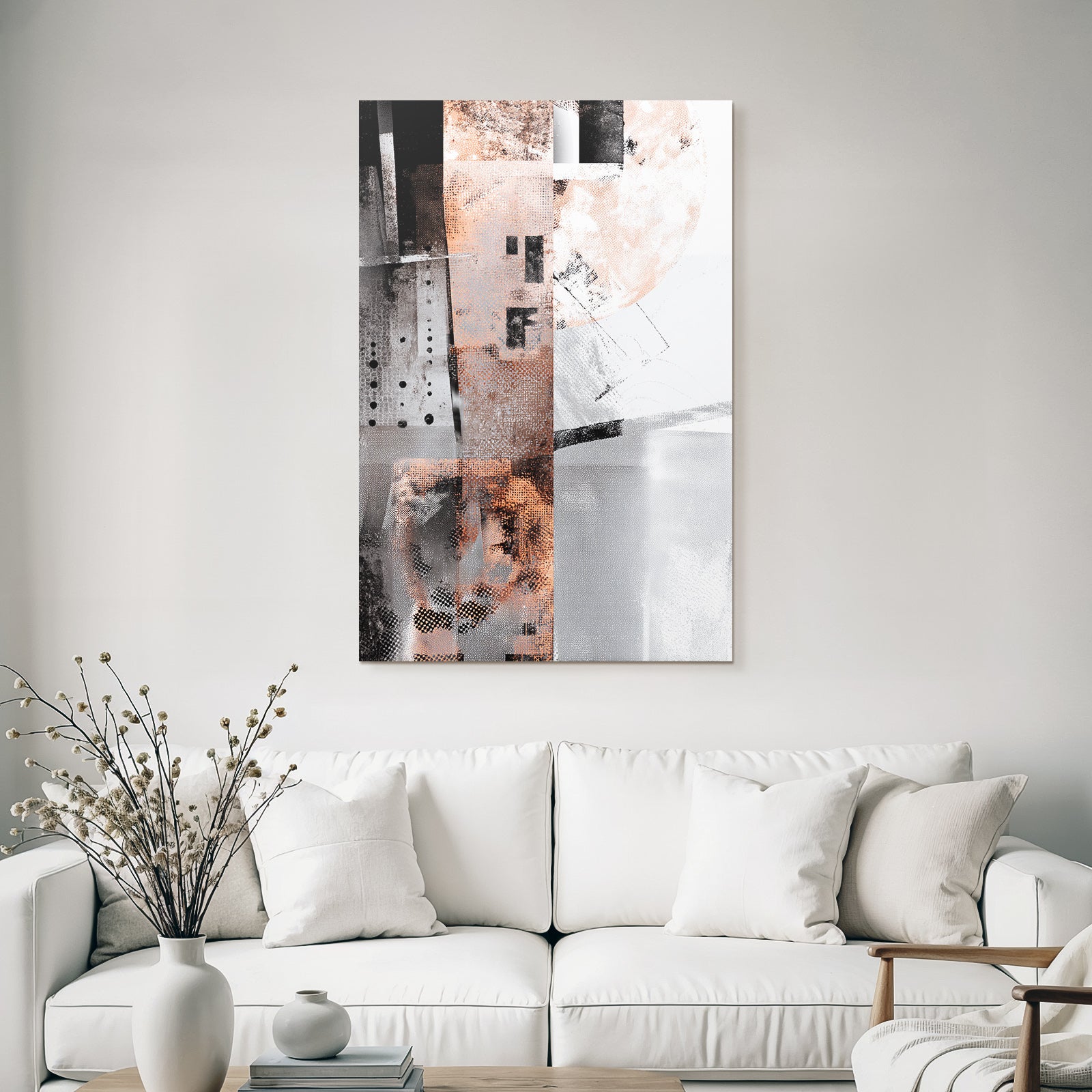 Abstract Composition Grayscale Copper And White