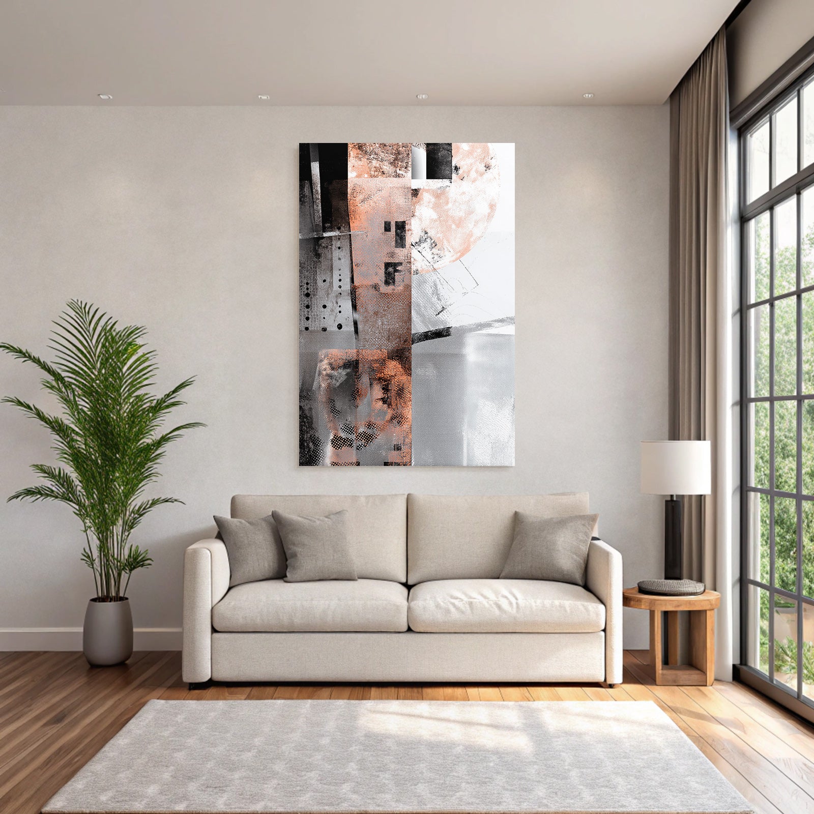 Abstract Composition Grayscale Copper And White