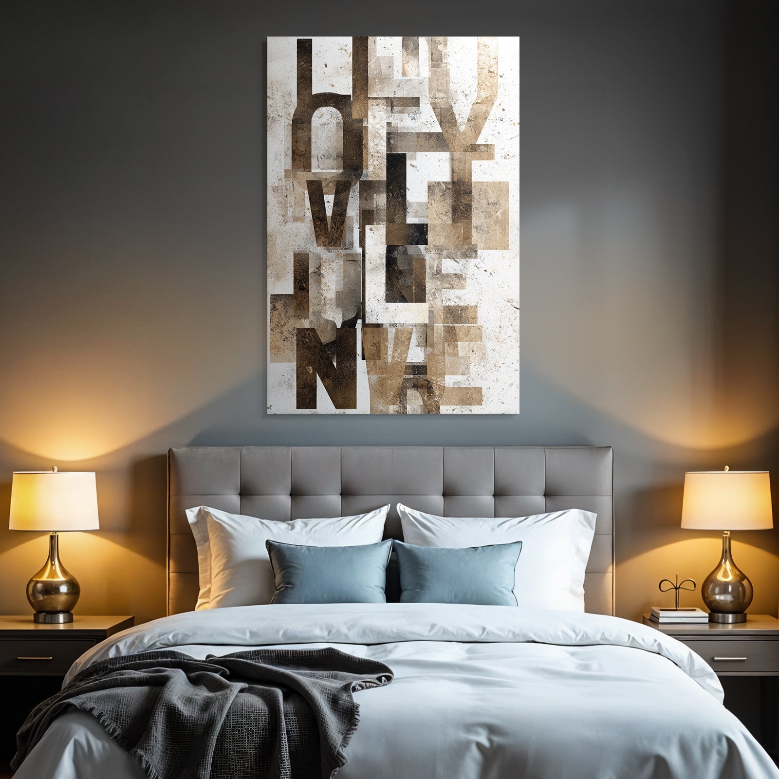 Abstract Design Letters and Shapes Earth Tones Black White
