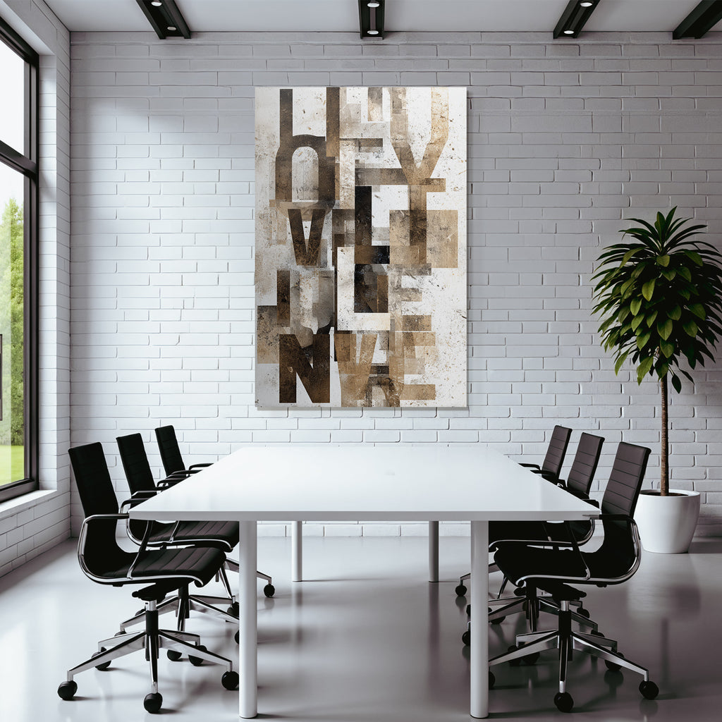 Abstract Design Letters and Shapes Earth Tones Black White