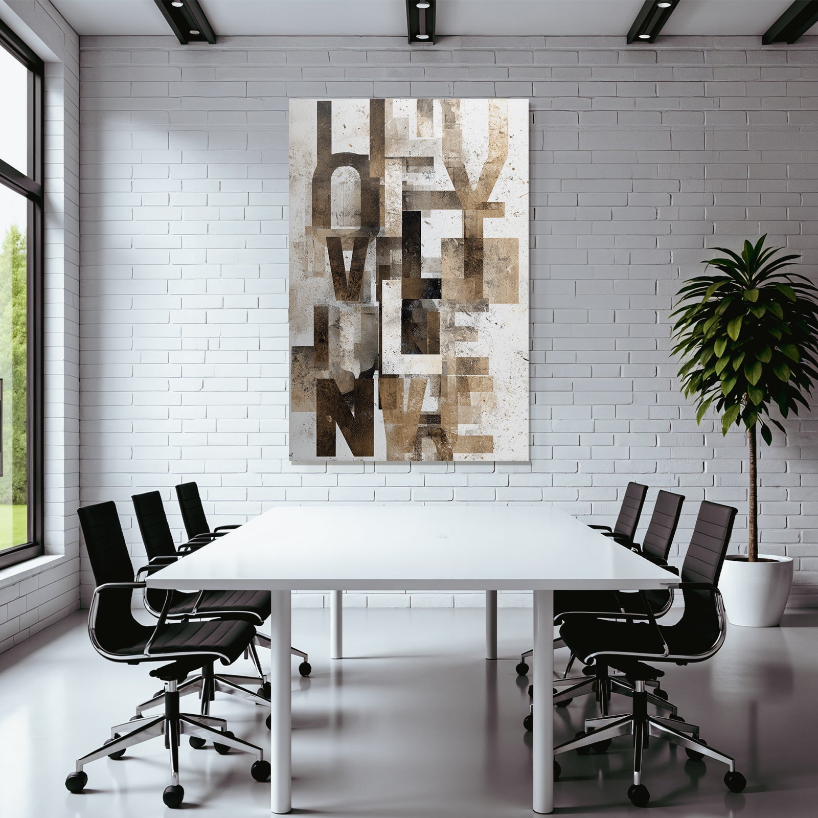 Abstract Design Letters and Shapes Earth Tones Black White