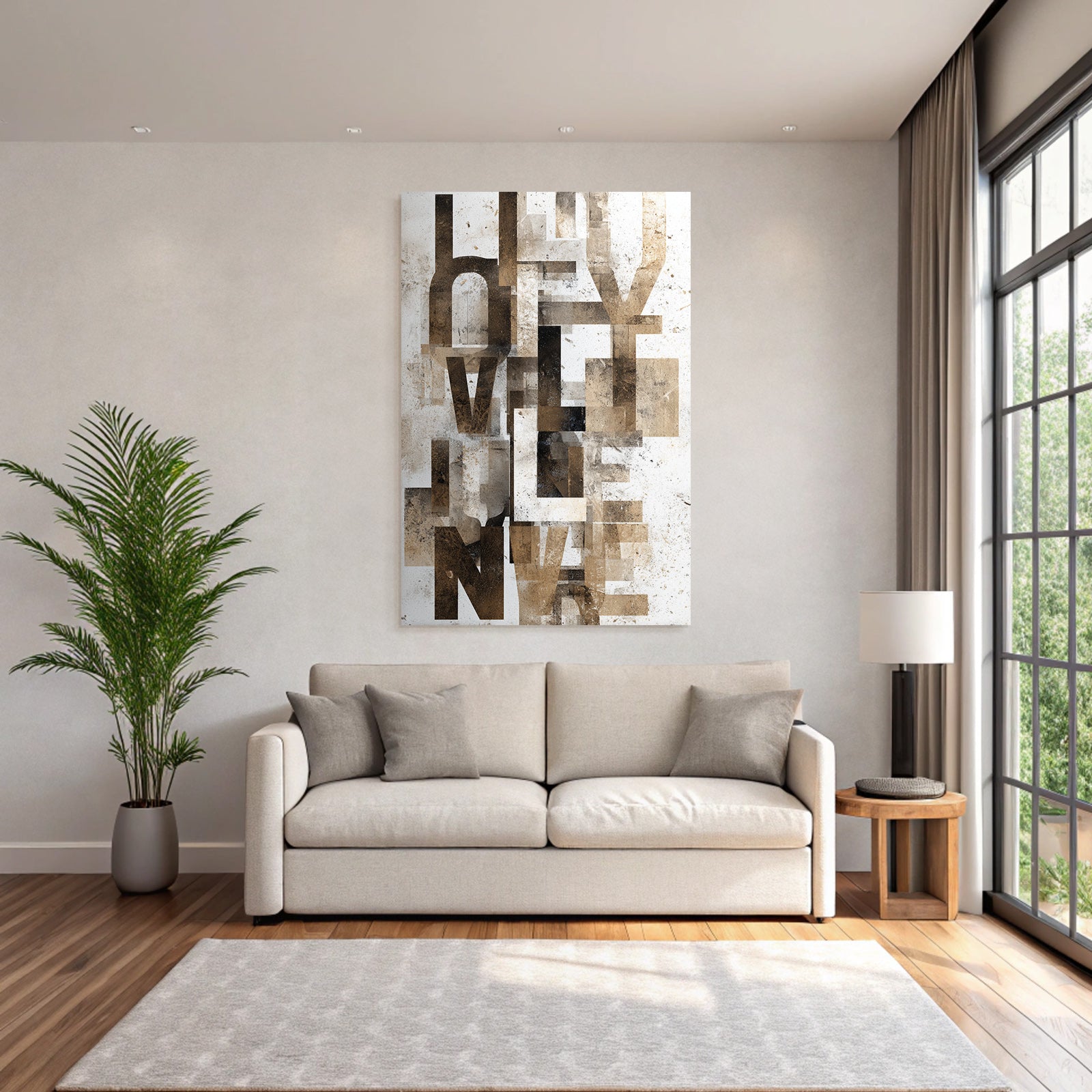 Abstract Design Letters and Shapes Earth Tones Black White