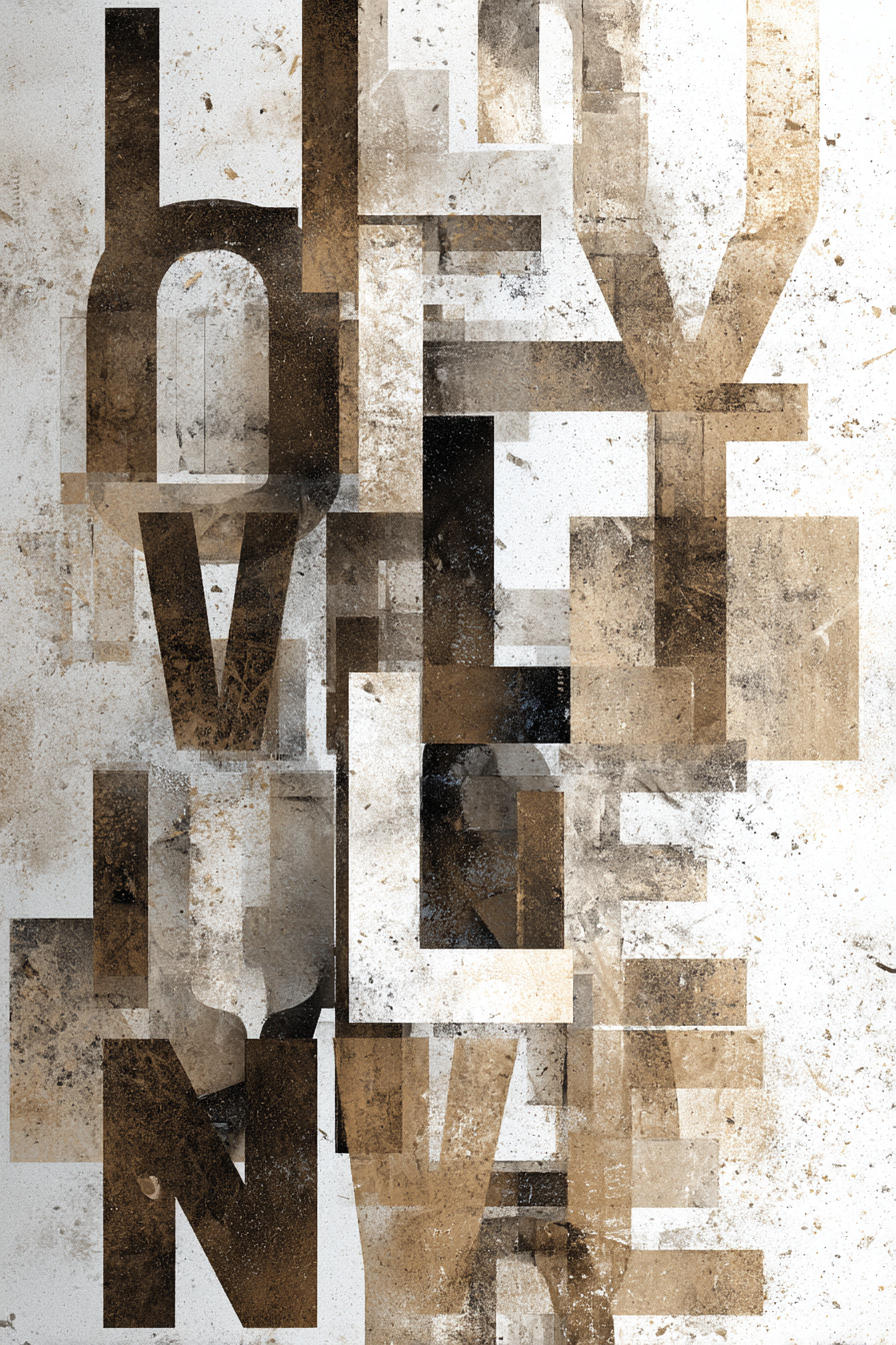 Abstraktes Design Buchstaben Und Formen Erdenfarben Black White | Typografische Kunst | Kunstgattungen