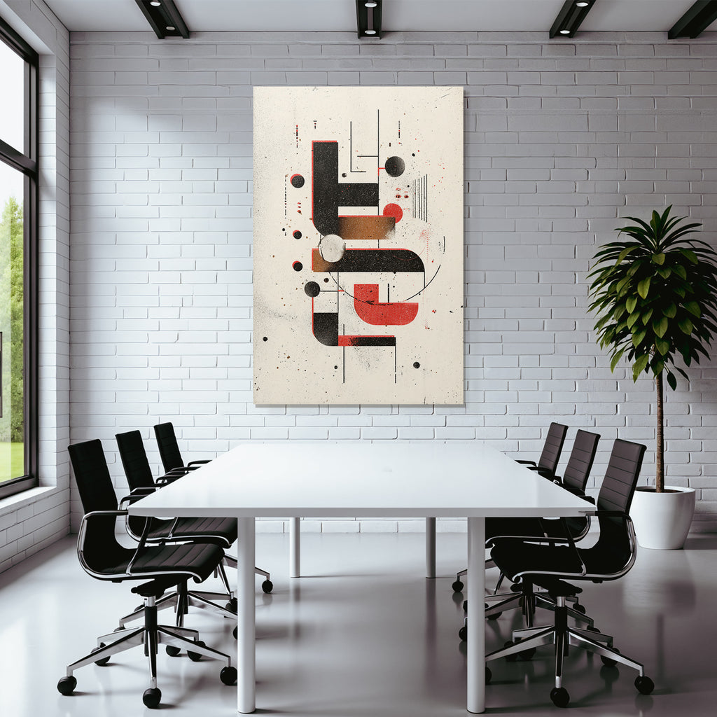 Abstract Design Geometric Shapes Lines Colors Black Red Beige Brown
