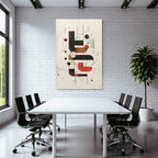 Abstract Design Geometric Shapes Lines Colors Black Red Beige Brown