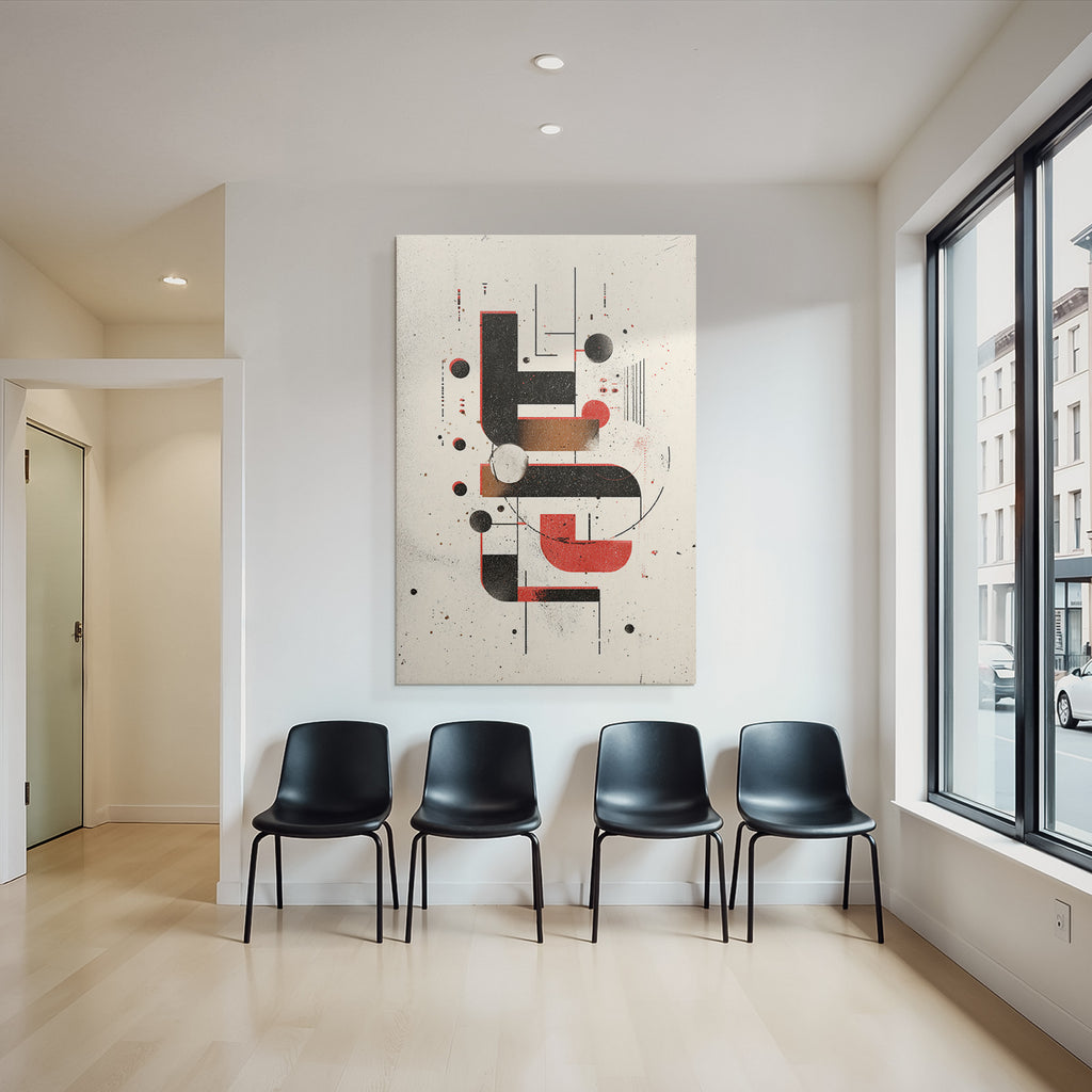 Abstract Design Geometric Shapes Lines Colors Black Red Beige Brown