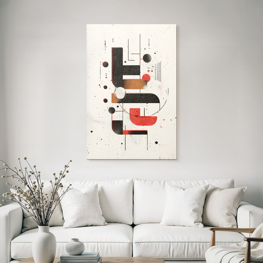 Abstract Design Geometric Shapes Lines Colors Black Red Beige Brown