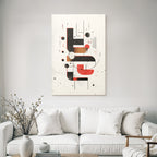 Abstract Design Geometric Shapes Lines Colors Black Red Beige Brown