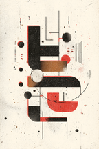 Abstraktes Design Geometrische Formen Linien Farben Schwarz Rot Beige Braun | Typografische Kunst | Kunstgattungen