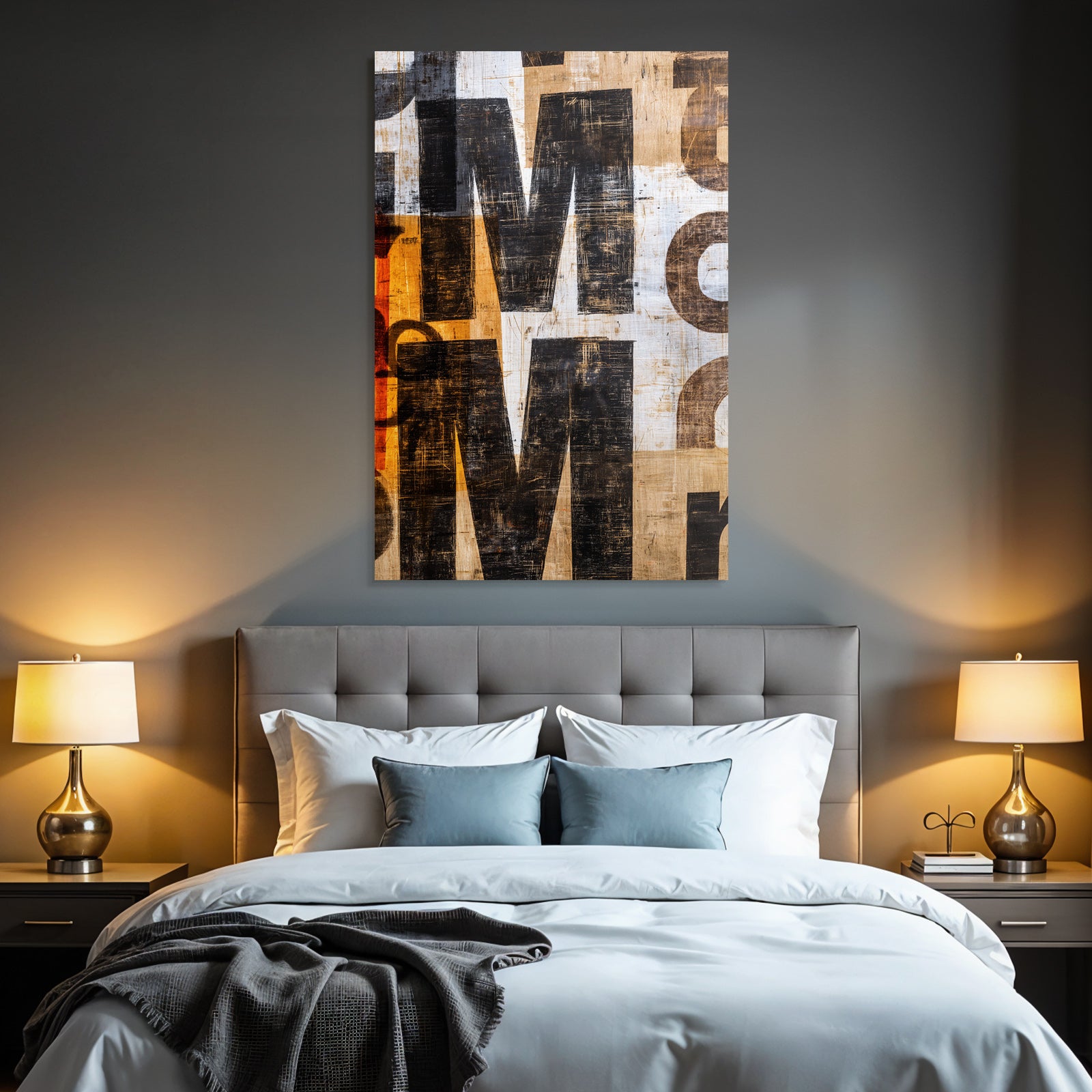 Abstract design with bold letters on a textured background
