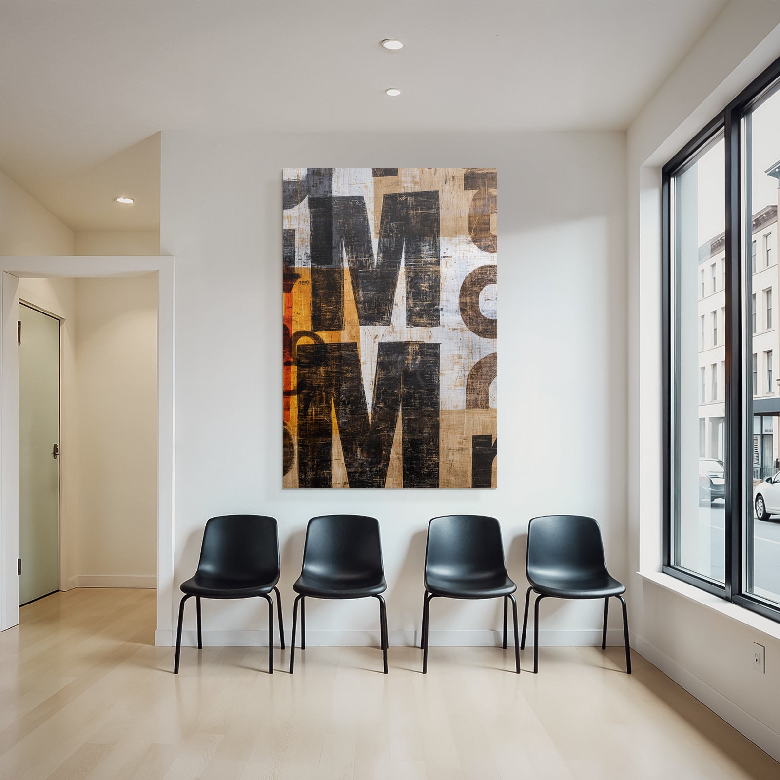 Abstract design with bold letters on a textured background