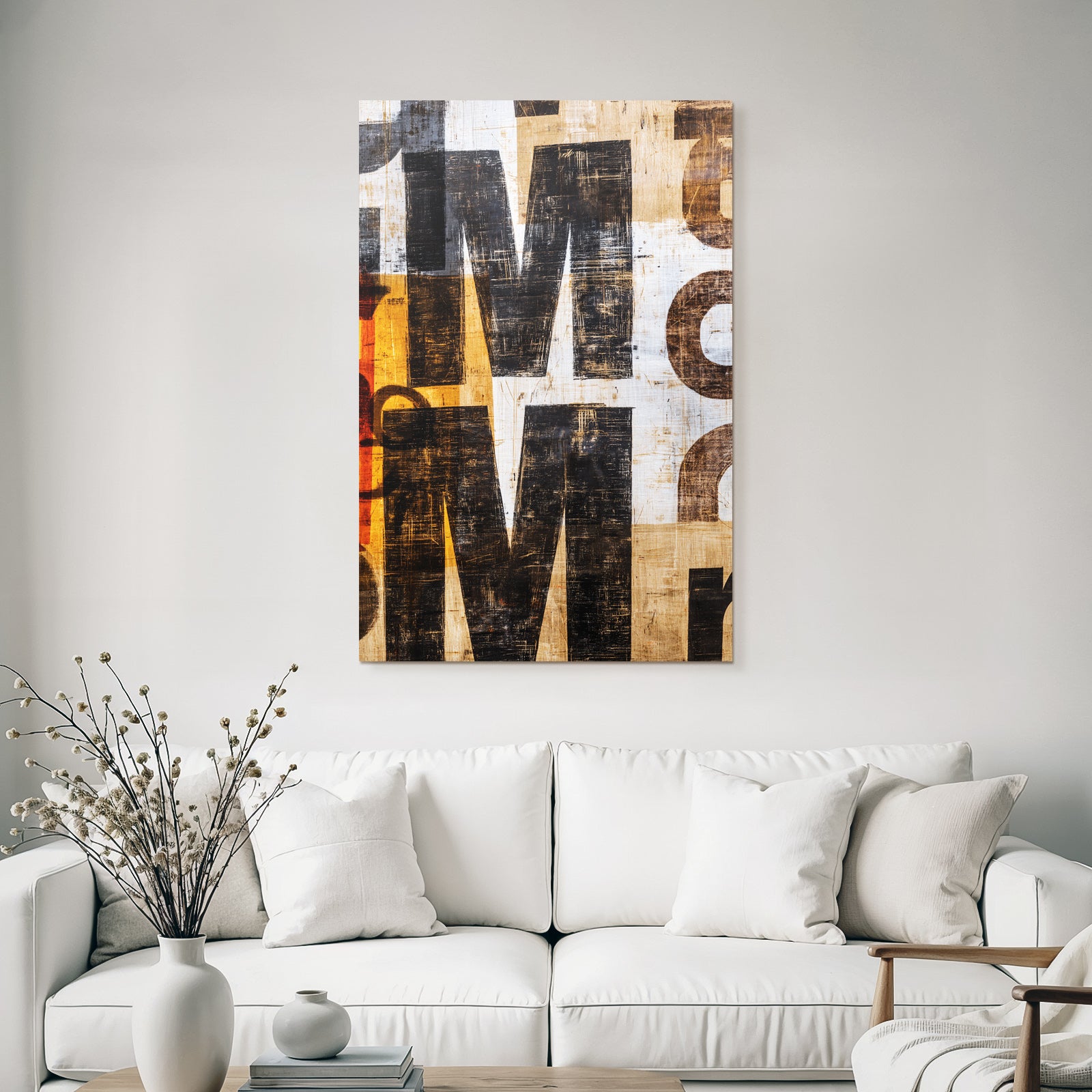 Abstract design with bold letters on a textured background