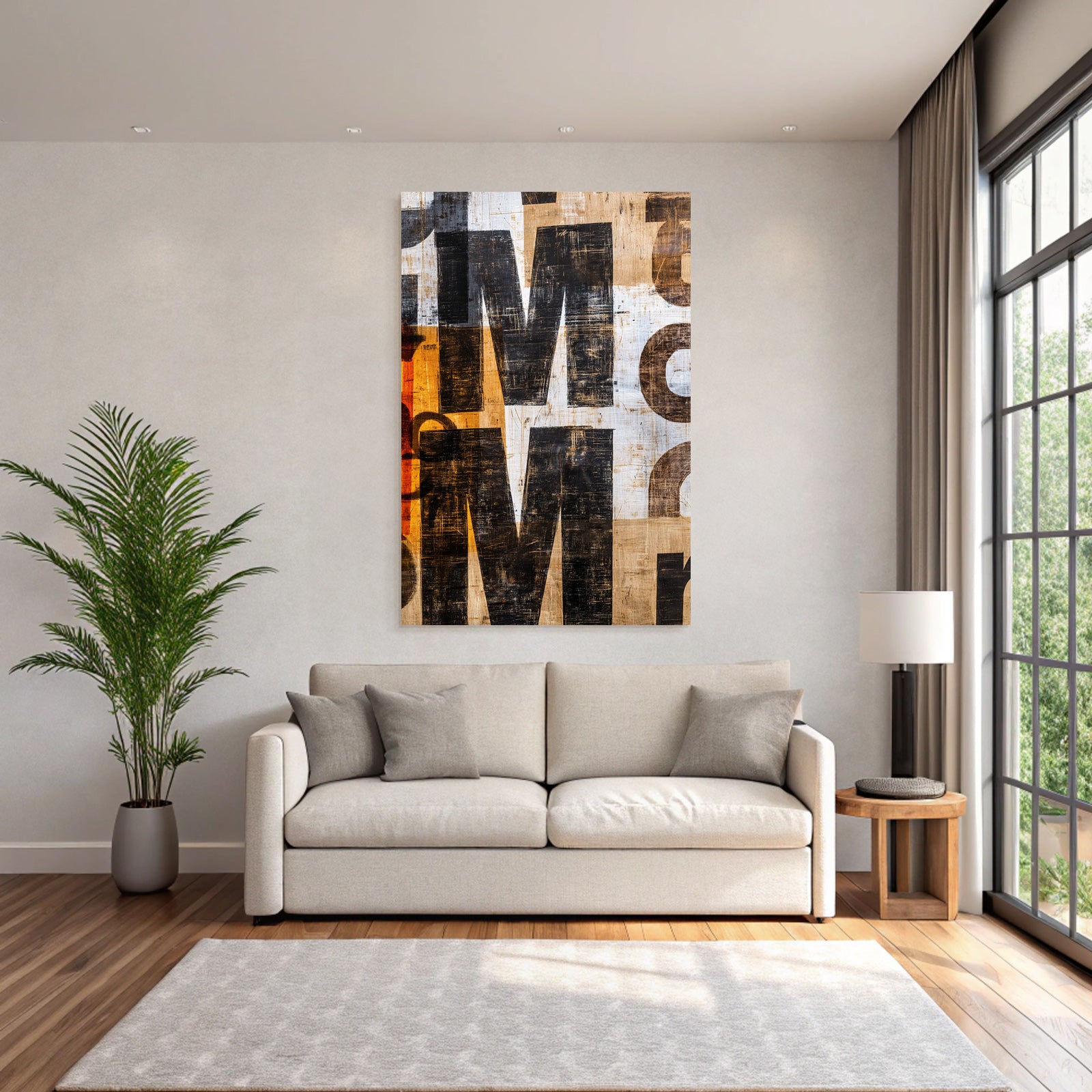 Abstract design with bold letters on a textured background