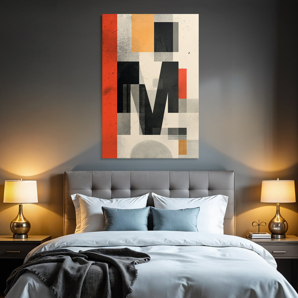 Abstraktes Graphisches Design Geometrische Formen M Farbe Grau Orange Rot