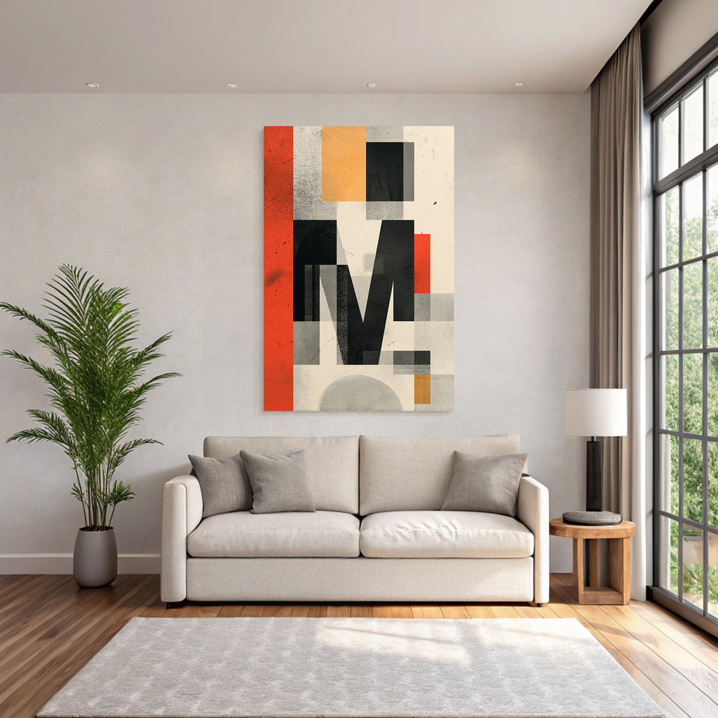 Abstraktes Graphisches Design Geometrische Formen M Farbe Grau Orange Rot