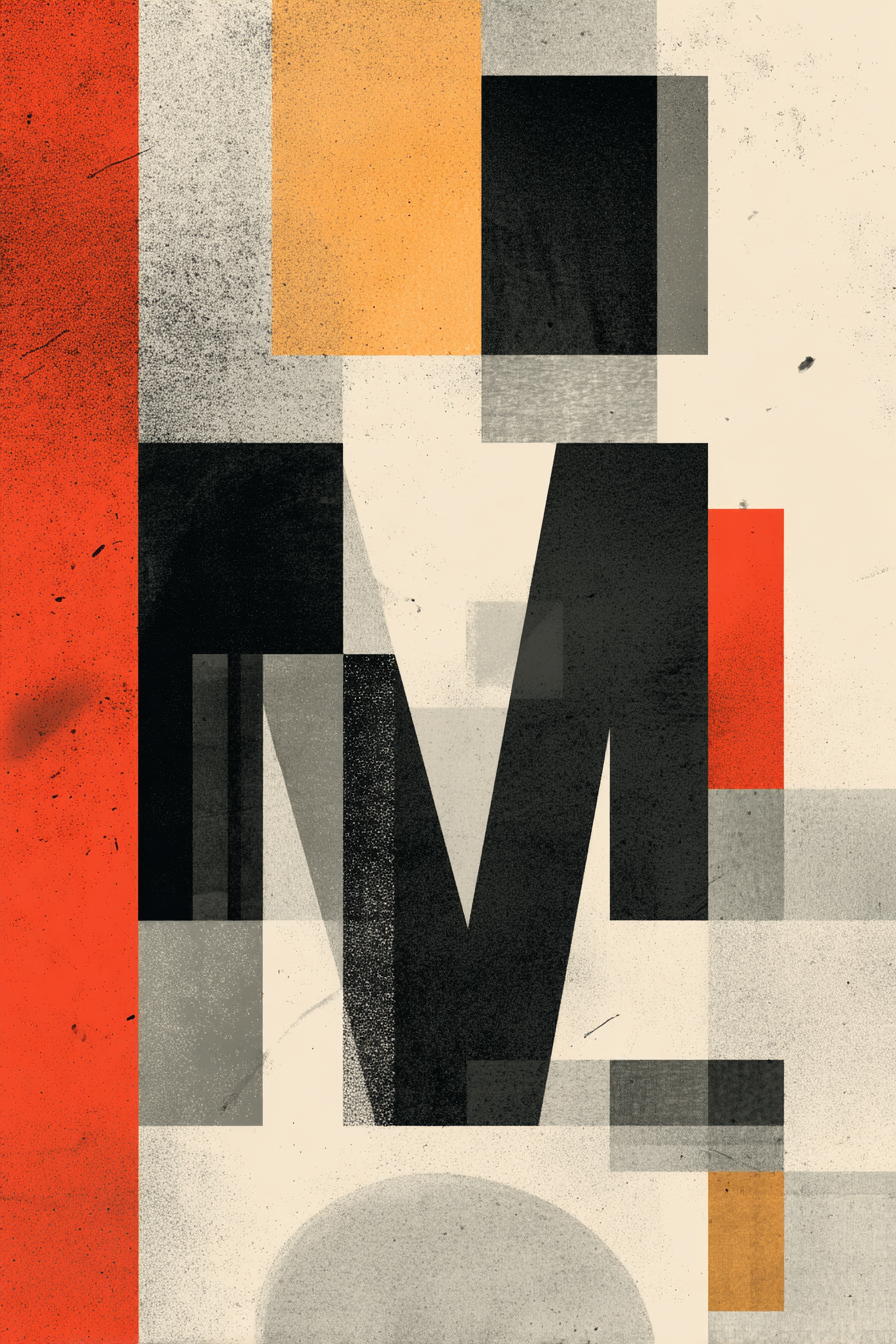 Abstraktes Graphisches Design Geometrische Formen M Farbe Grau Orange Rot | Typografische Kunst | Kunstgattungen
