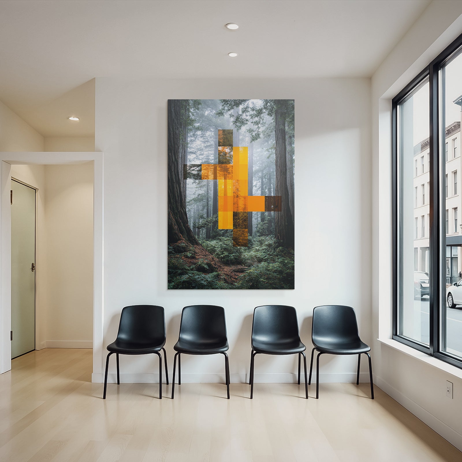 Digital Artwork Forest Geometric Shapes Orange Brown