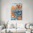 Dock Reflection Modern Art Graphic Blue Orange