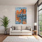 Dock Reflection Modern Art Graphic Blue Orange