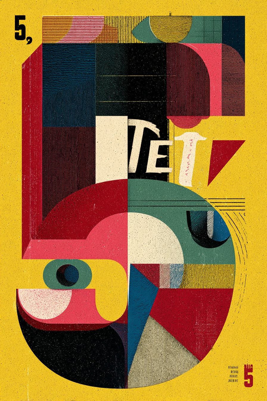 Fünf Abstrakte Grafikdesign Modernästhetik | Typografische Kunst | Kunstgattungen