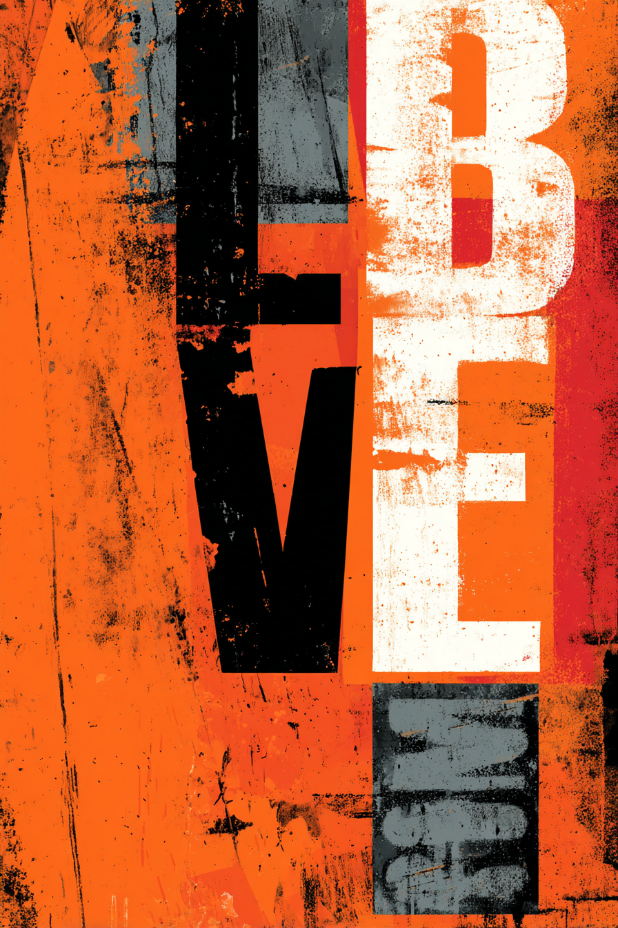 Liebe Abstrakt Design Orange Schwarz Grau | Typografische Kunst | Kunstgattungen