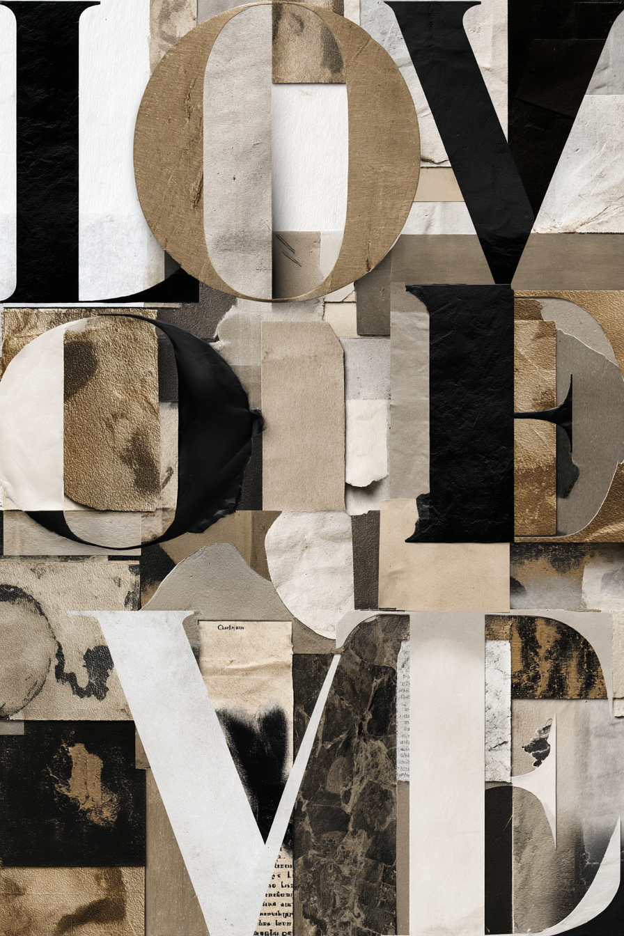 Liebe Collage Mit Texturen Und Mustern | Typografische Kunst | Kunstgattungen