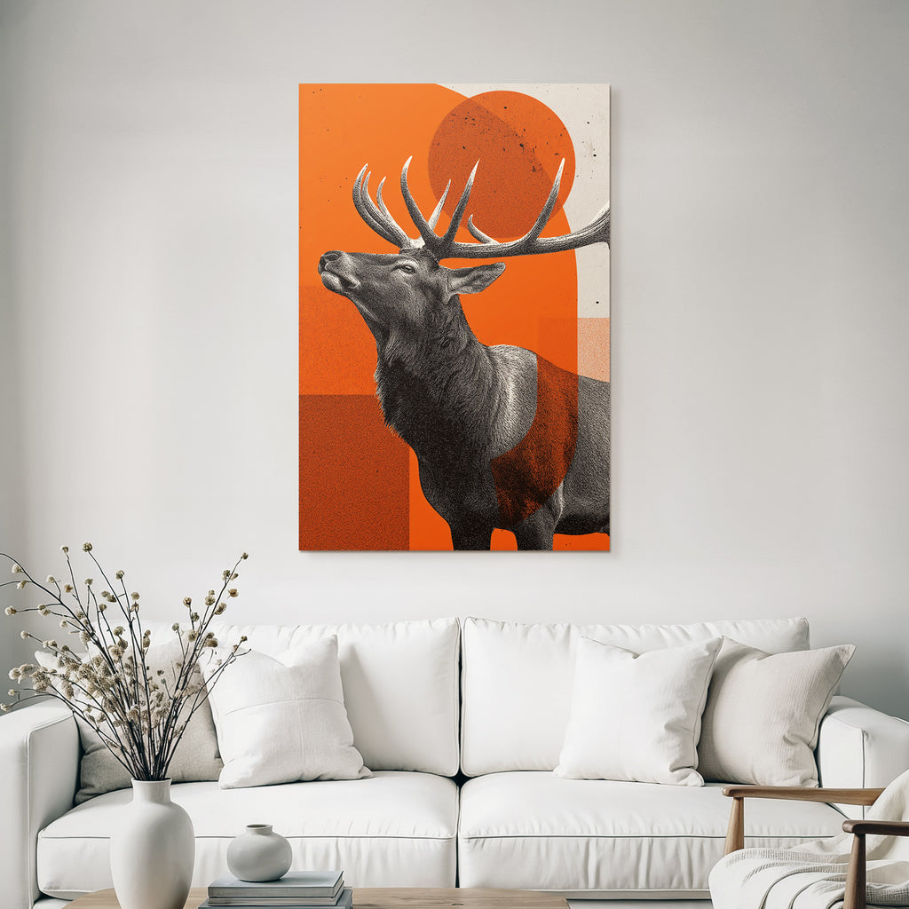 Rehe Kopf Mit Stilisierte Geweih Und Abstrakte Formen