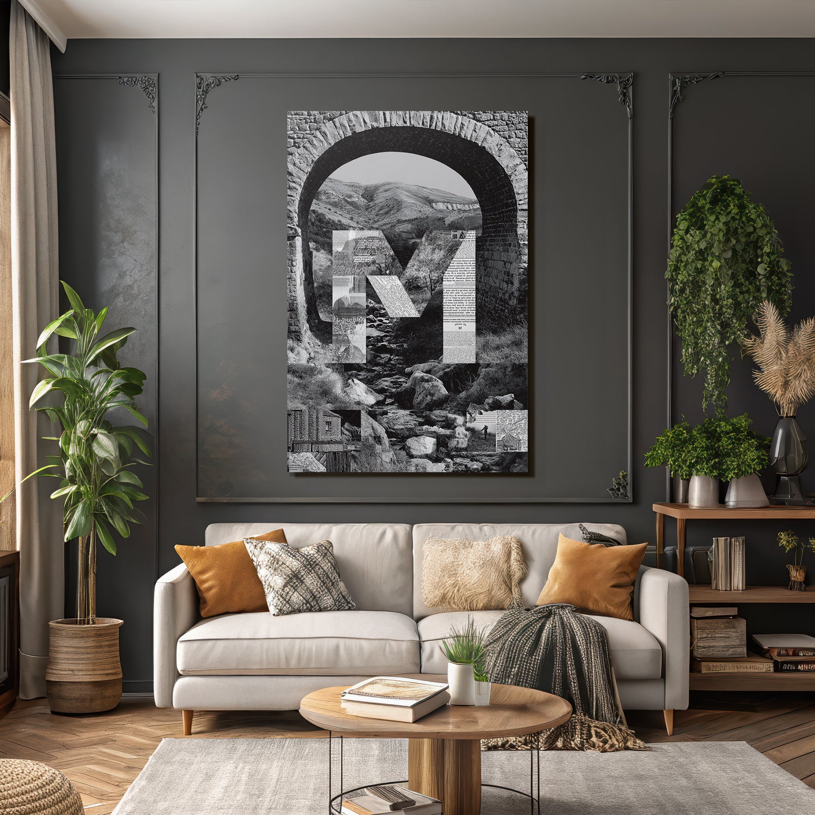 Stone Arch Landscape With M Textures Pattern