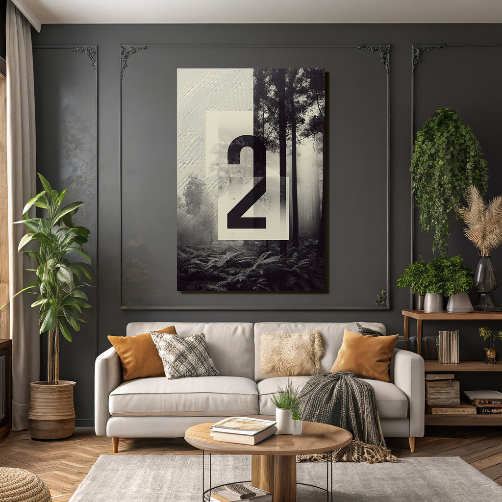 Stylisierte Zwe Overlaid Auf Waldszene Mit Nebel Und Farnen
