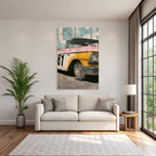 Vintage Auto 67 Gelb Und Rosa Retro Stil Collage Texturen