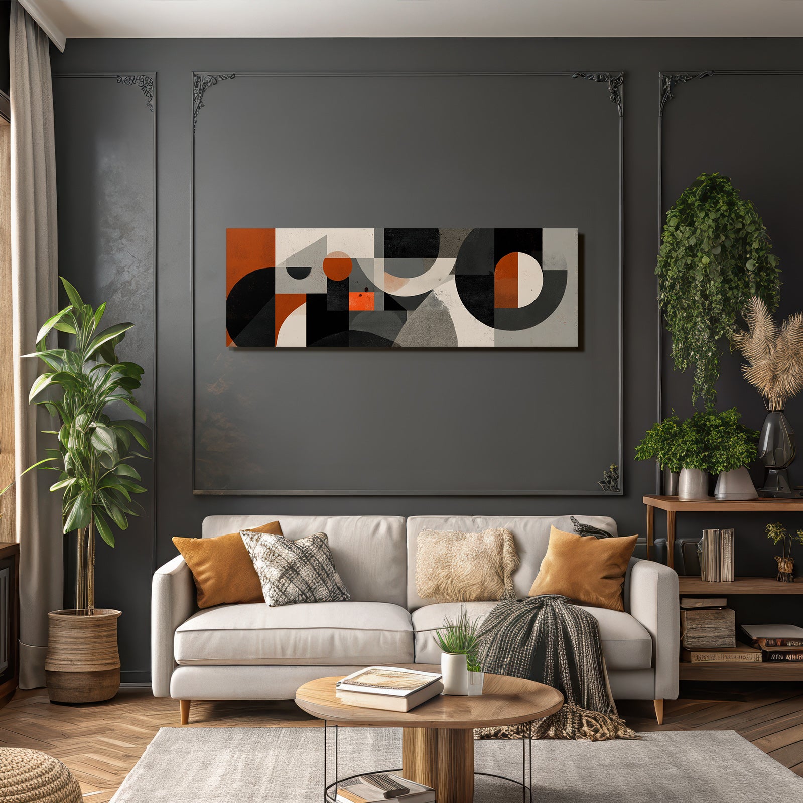 Abstracte Geometrische Formen Moderne Kunst Orange Grau Und Beige