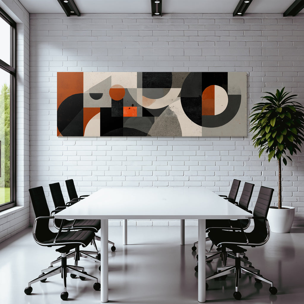 Abstracte Geometrische Formen Moderne Kunst Orange Grau Und Beige