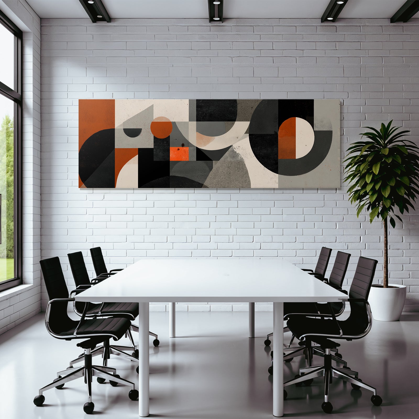 Abstracte Geometrische Formen Moderne Kunst Orange Grau Und Beige