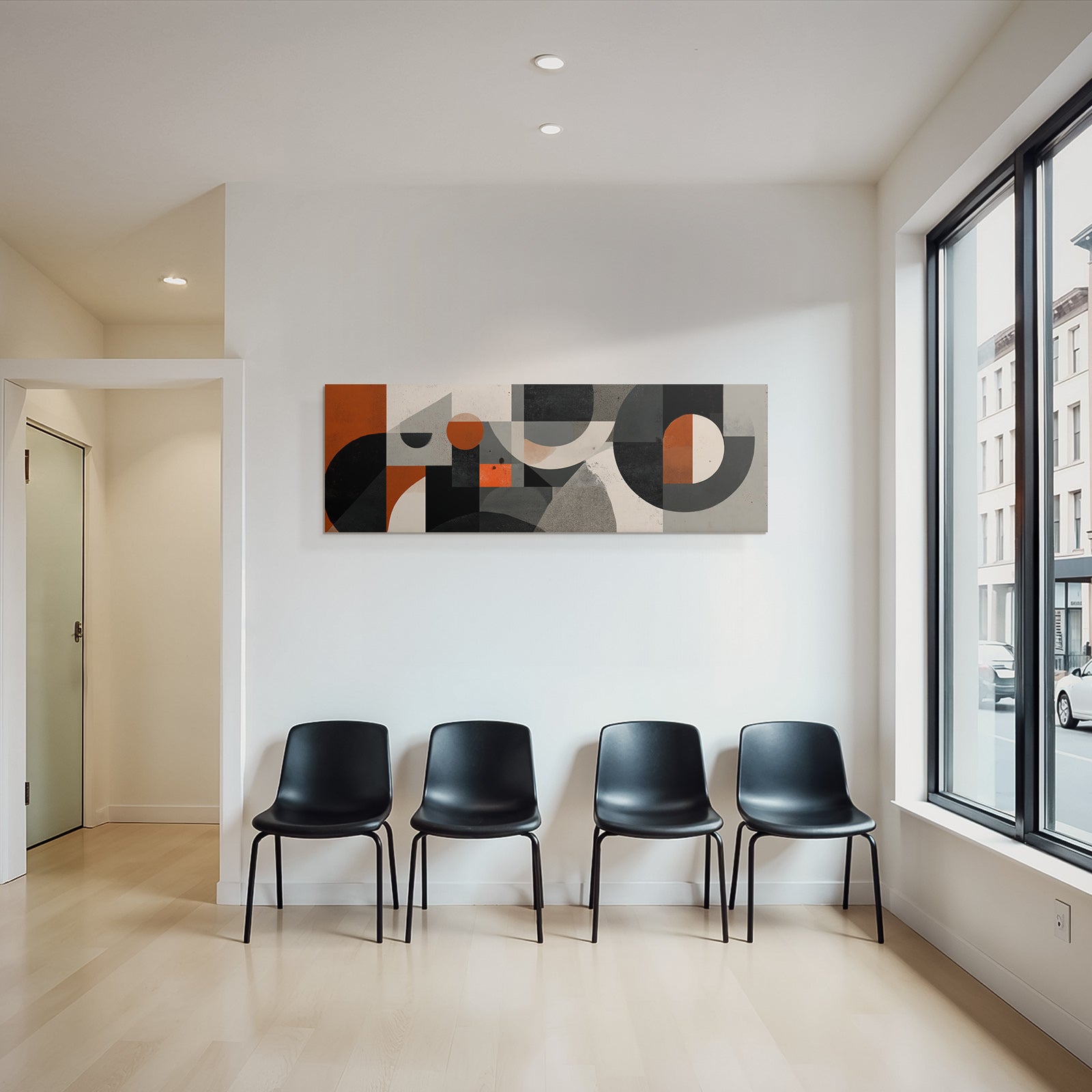 Abstracte Geometrische Formen Moderne Kunst Orange Grau Und Beige