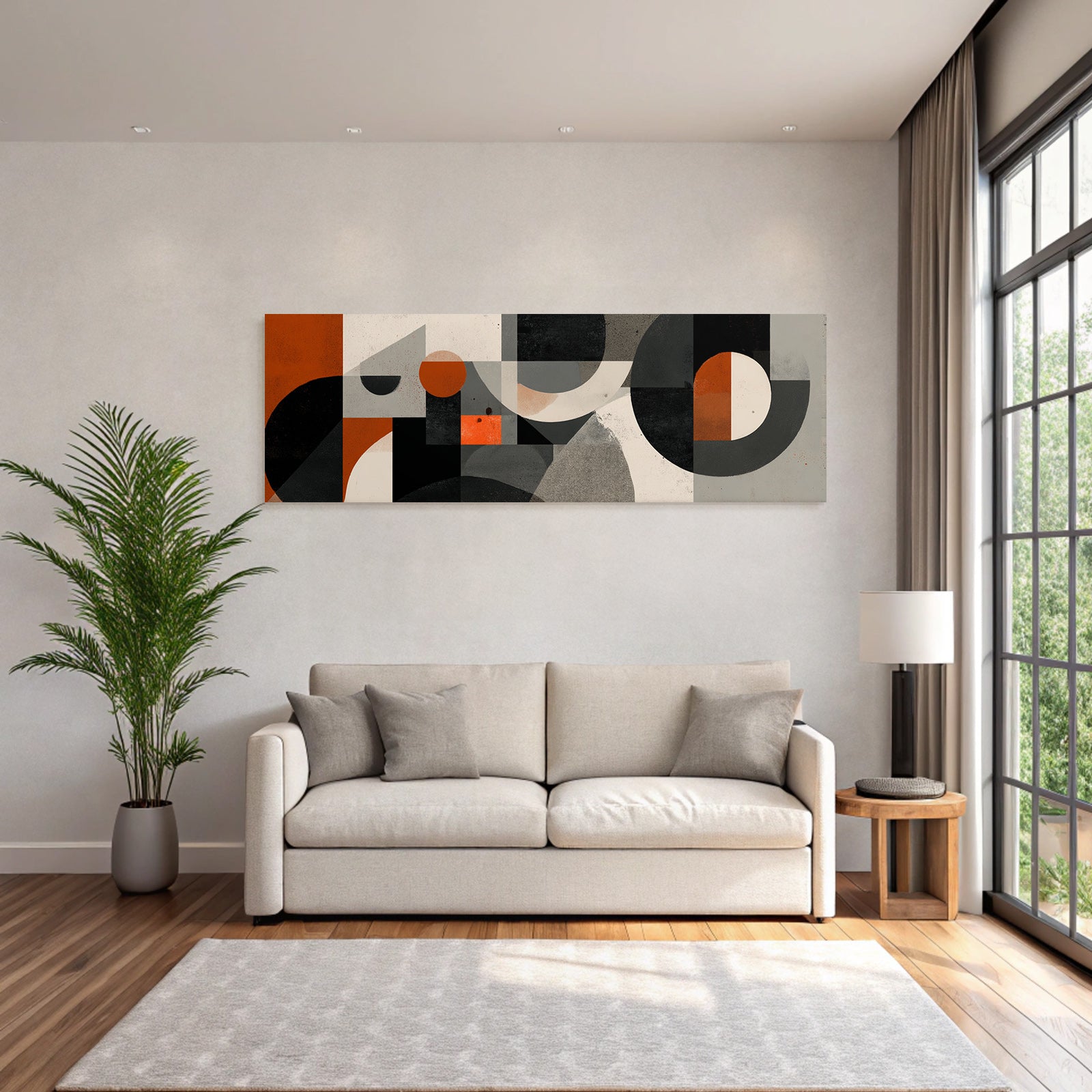 Abstracte Geometrische Formen Moderne Kunst Orange Grau Und Beige
