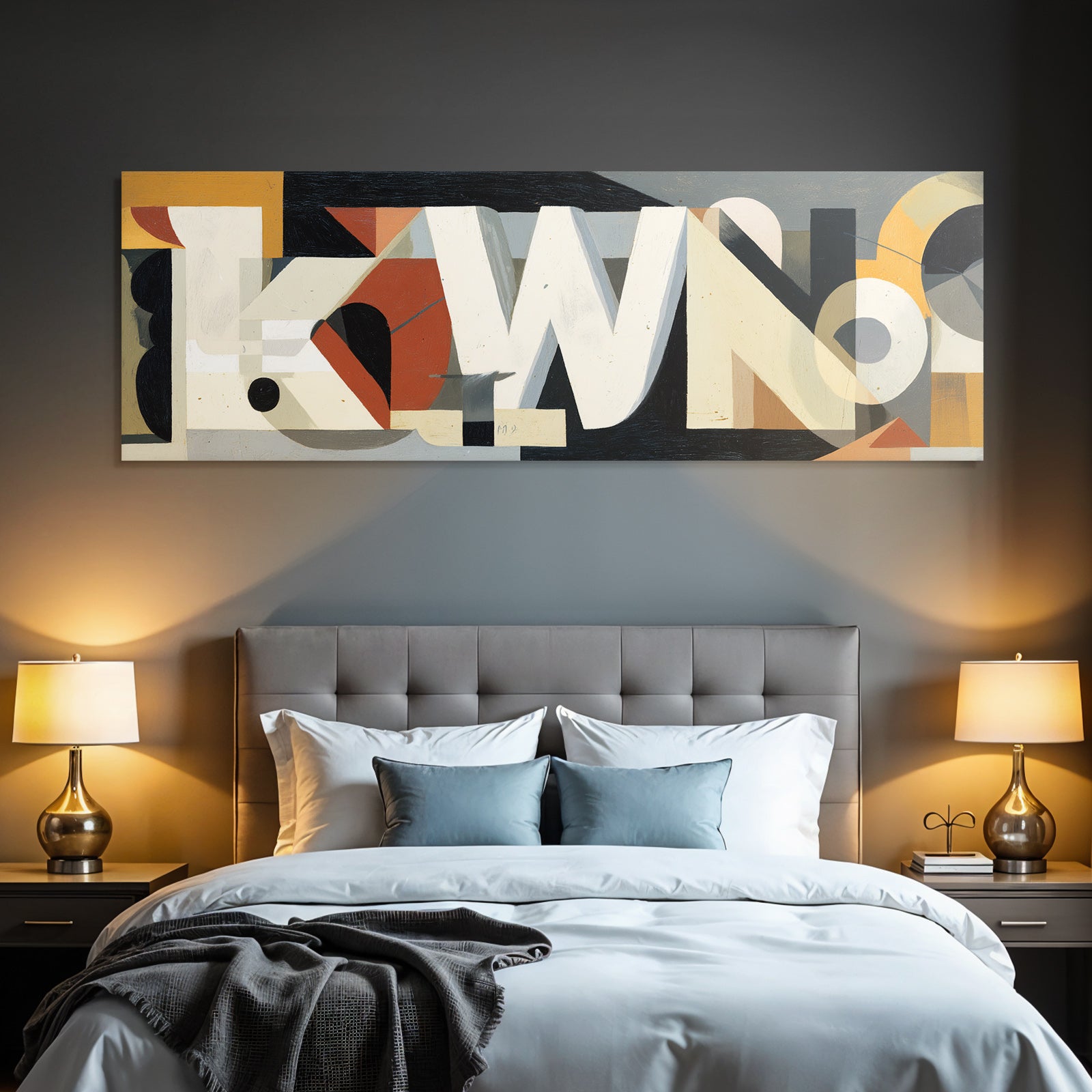 Abstracte Kunst Mit Bold Shapes Und Stylisierten Buchstaben