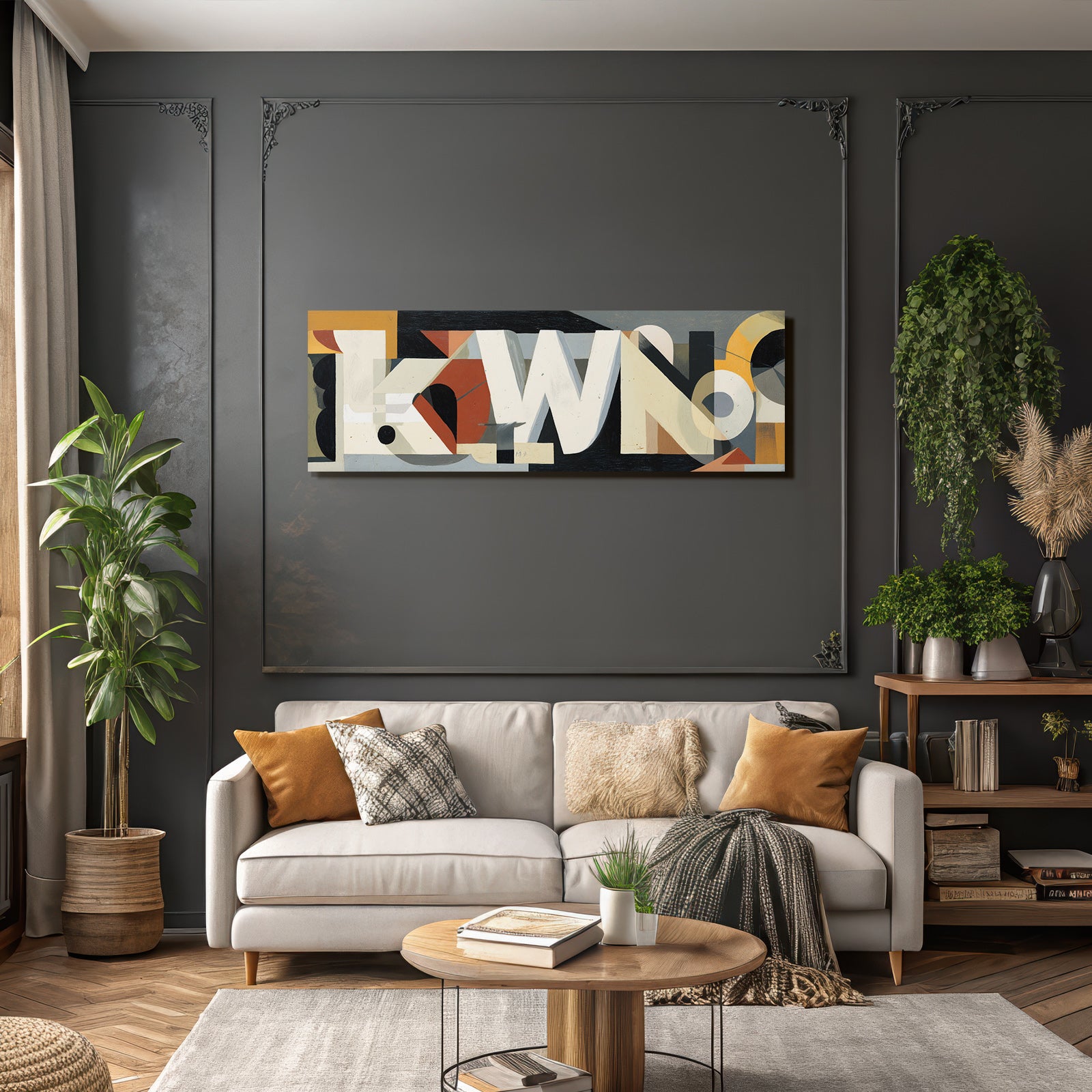 Abstracte Kunst Mit Bold Shapes Und Stylisierten Buchstaben